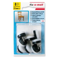   Bútorcsúsztató műanyag fehér 22mm (szögelhető)  Fixomoll