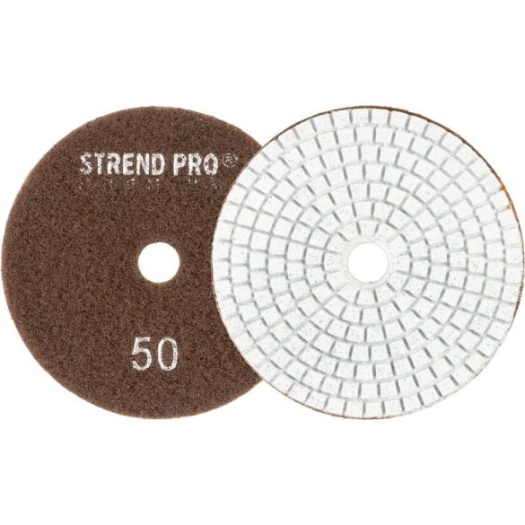 Tépőzáras gyémánt csiszoló és polírozókorong 100 mm/P50 vizes Stend Pro