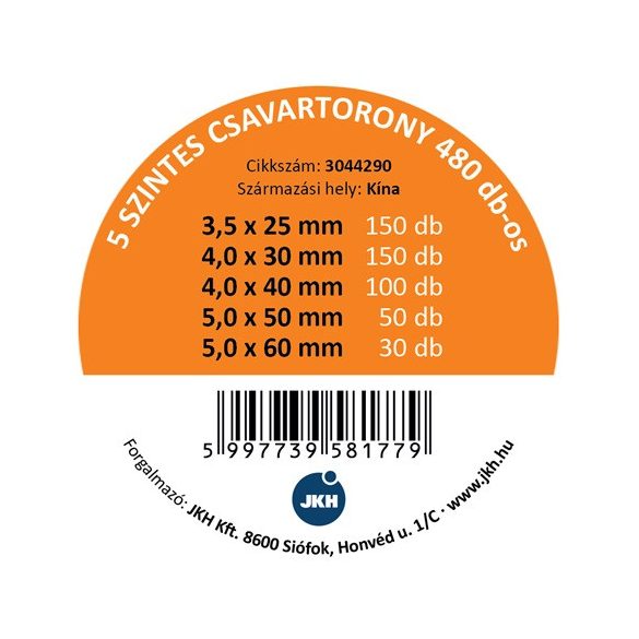 Csavartorony 5 szintes 480 db-os