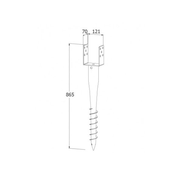 Talajcsavar 120 x 865 / 4 mm tűzihorganyzott