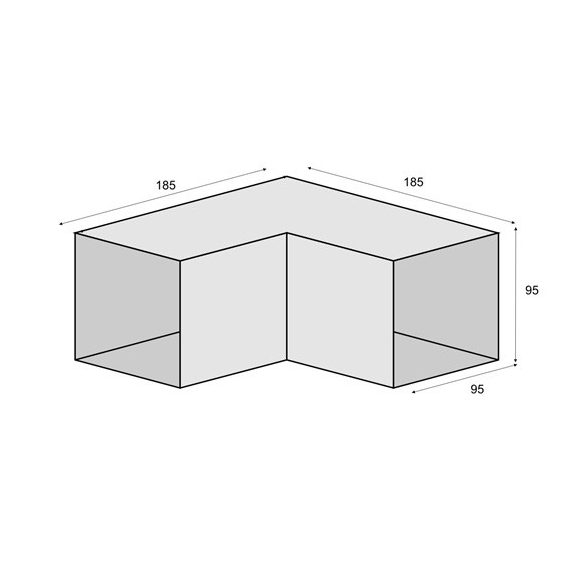 Gerenda összekötő "L" 95 x 185 x 185 / 1,5 mm fekete