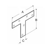 Összekötő lemez "T" 255 x 170 x 85 / 2,5 mm fekete Pergola