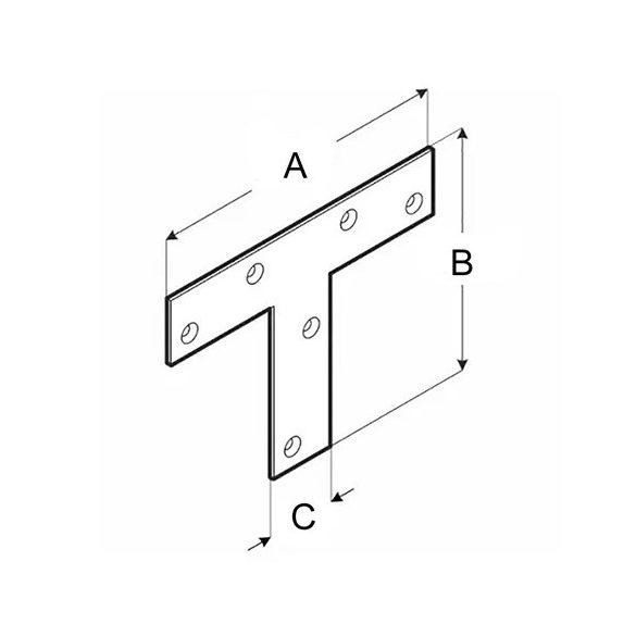 Összekötő lemez "T" 255 x 170 x 85 / 2,5 mm fekete Pergola