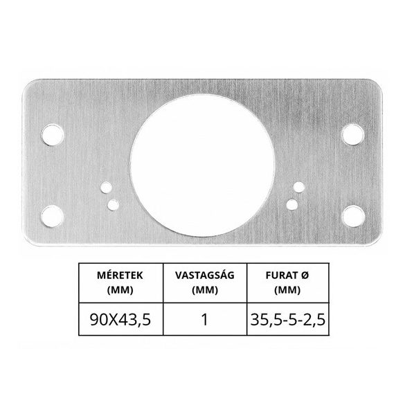 Kivetőpánt javító lemez ajtóra 90 x 43,5 / 1 mm INOX