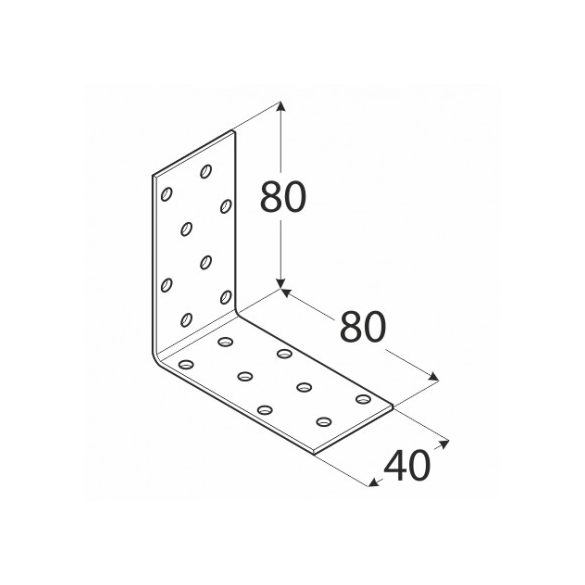 Fekete sarokösszekötő lemez 80x80x40