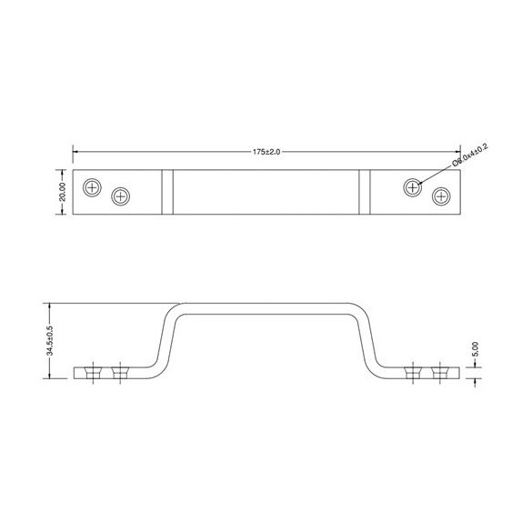 Fekete láda fogantyú erős 175x20x5