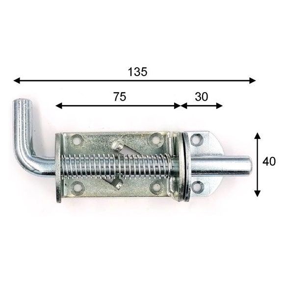 Bajonett tolózár rugós 120mm-es