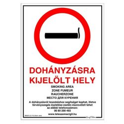 Tábla műanyag "Dohányzásra kijelölt hely"