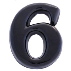Kerámia házszám 6-os fekete 12 cm