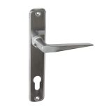 Ajtókilincs + ajtócím 90 mm cilinderes ezüst