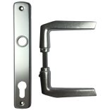 Ajtókilincs + ajtócím 90 mm cilinderes ezüst