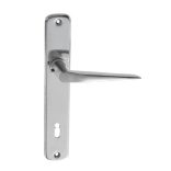 Ajtókilincs + ajtócím 90 mm kulcsos ezüst