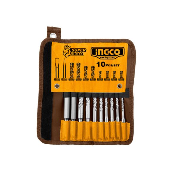 INGCO Kőzetfúró és vésőszár készlet 10 részes SDS-Plus