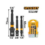 INGCO Dugókulcs adapter 3 db  ( 1/2  1/4  3/8)