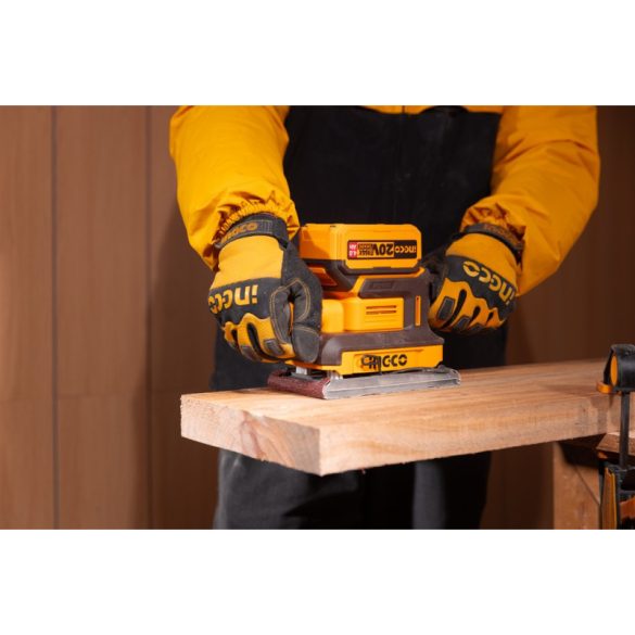 INGCO Akkus rezgőcsiszoló szénkefe nélküli 20 V (akku és töltő nélkül)