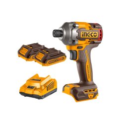   INGCO Akkus ütvecsavarozó 1/4" 285 Nm szénkefe nélküli 20 V (2 x 2,0 Ah akku+töltő)