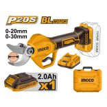 INGCO Akkus metszőolló 30 mm szénkefe nélküli 20 V (1 x 2,0 Ah akku + töltő)