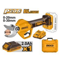   INGCO Akkus metszőolló 30 mm szénkefe nélküli 20 V (1 x 2,0 Ah akku + töltő)
