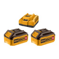   INGCO Akkumulátor és töltő szett 20 V (2 x 5,0 Ah akku + 4,0 A töltő)