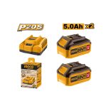 INGCO Akkumulátor és töltő szett 20 V (2 x 5,0 Ah akku + 4,0 A töltő)