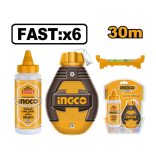 INGCO Festőzsinór készlet 2 részes 30 m (műanyag házas zsinór + kék festék)