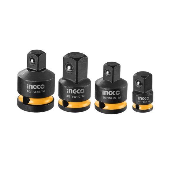 INGCO Dugókulcs adapter 4 részes 1/4"<-->3/8", 1/2"<-->3/8"