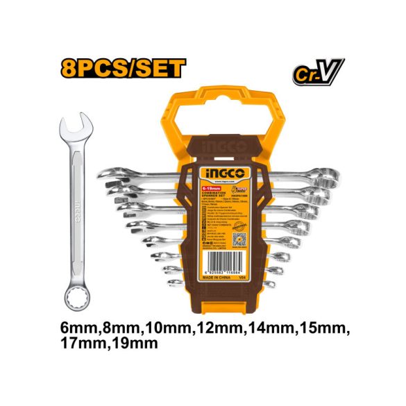INGCO Csillag-villáskulcs készlet 8 részes 6-19 mm