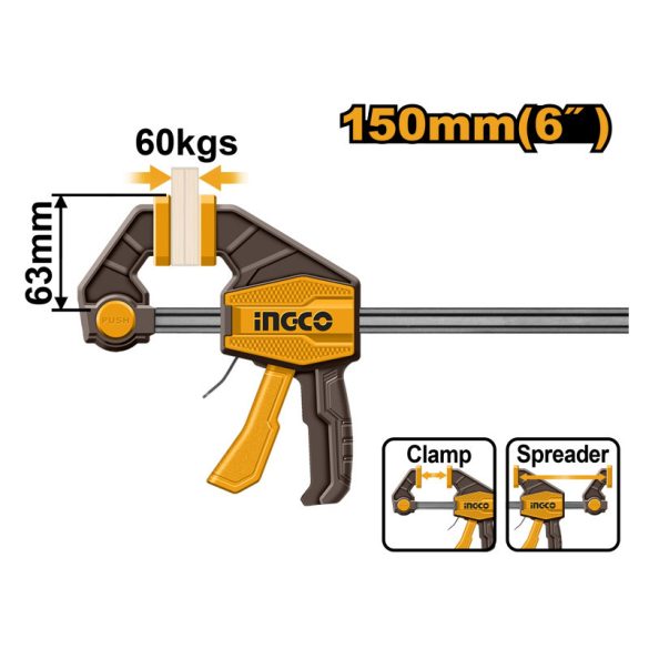 INGCO Egykezes gyorsszorító 150 x 63 mm