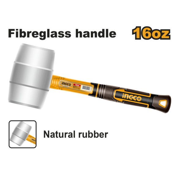 INGCO Gumikalapács 450 g üvegszálas nyél fehér