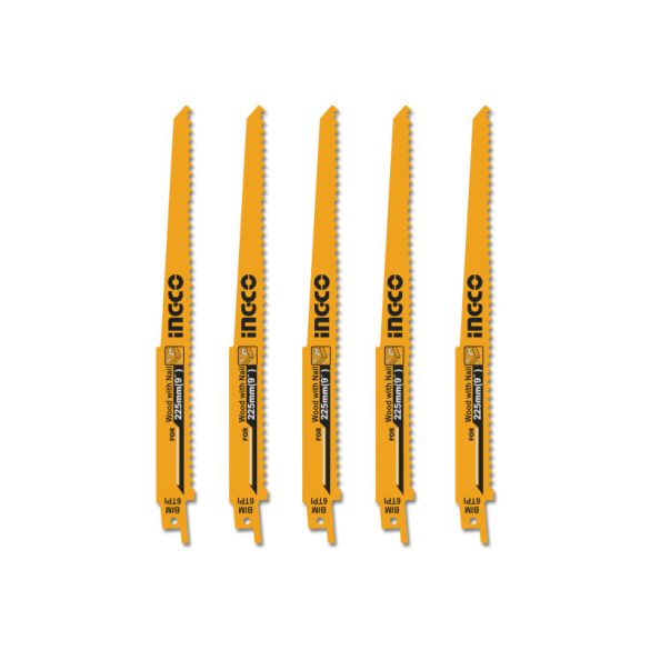 INGCO Szablyafűrészlap 225 mm szöges fára BIM (5 db)