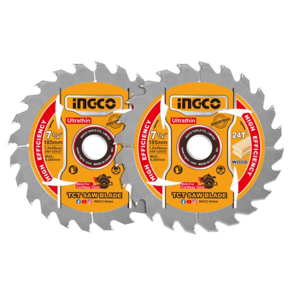 INGCO Fűrésztárcsa fához 185 x 20 x 1,0 mm / 24T 