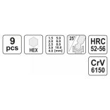 YATO Imbuszkulcs készlet 9db-os gömbfejű 