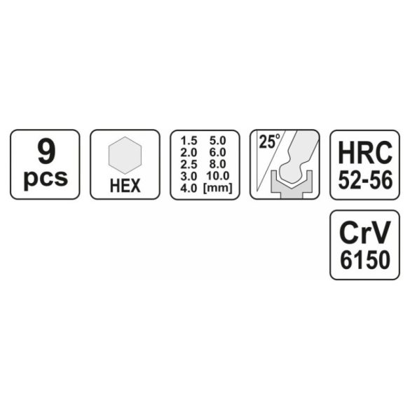 YATO Imbuszkulcs készlet 9db-os gömbfejű 