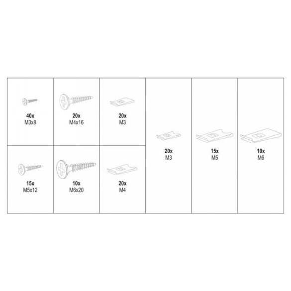 YATO Karosszérria csavar és alátét készlet 170 részes