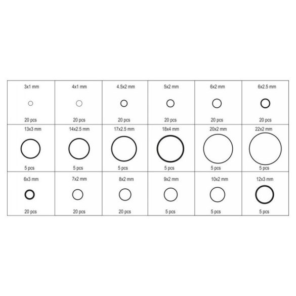 YATO készlet O gyűrű 225 db