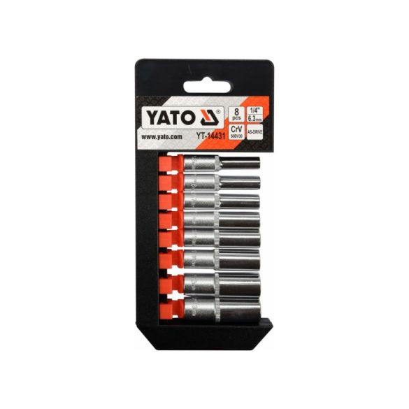 YATO Hosszú dugókulcs készlet 8 részes 1/4" 