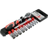 YATO Dugókulcs készlet 1/4" 12 db-os racsnis hajtókarral