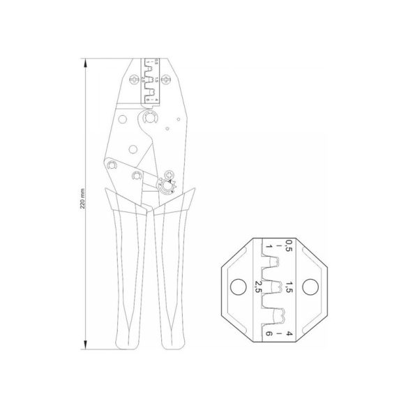 YATO Racsnis Krimpelő fogó Saruhoz 230mm /0,5-6,0 nm2