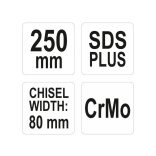 YATO Széles vésőszár 80 x 250 mm SDS-Plus