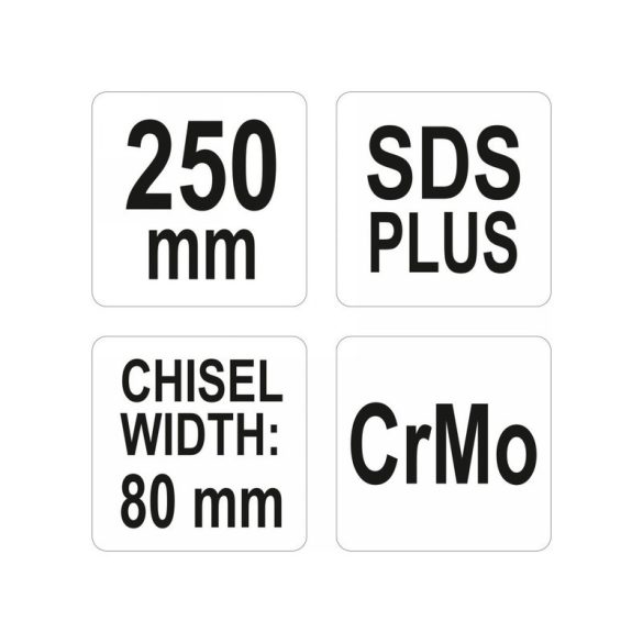 YATO Széles vésőszár 80 x 250 mm SDS-Plus