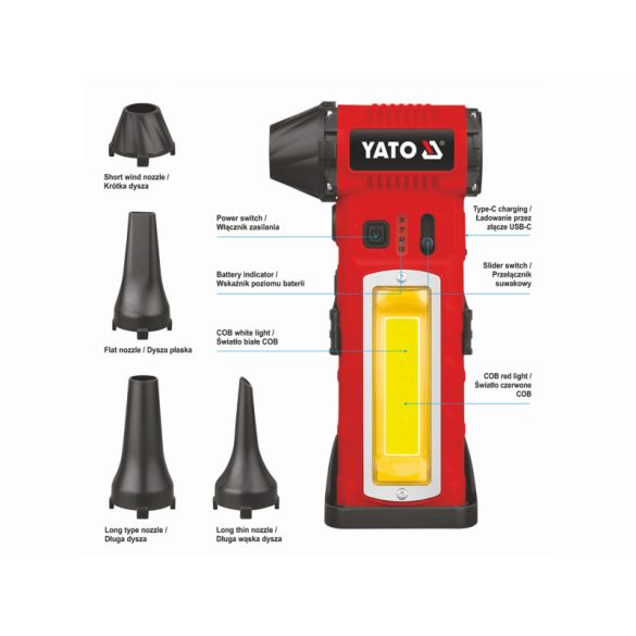 YATO Légseprű 7,4 V 4 Ah 110000 RPM 6 részes